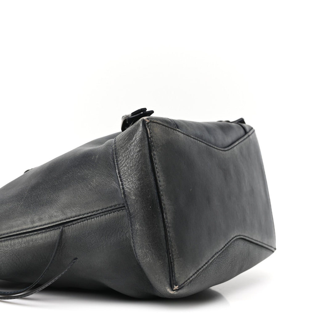 Used Calfskin Silver Hardware Small Neo Classic City Navy