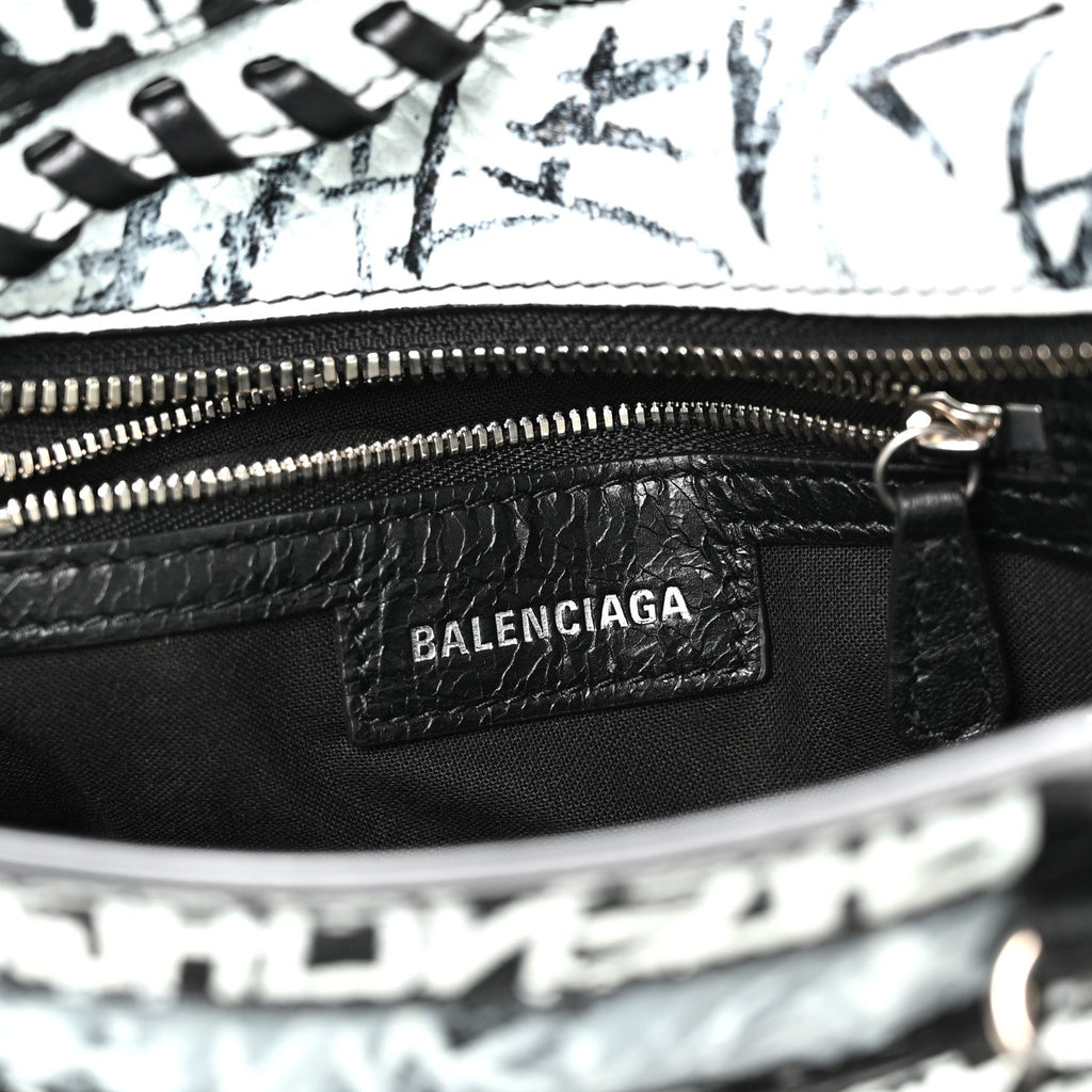 Agneau Arena Graffiti Neo Cagole Handbag XS Black White