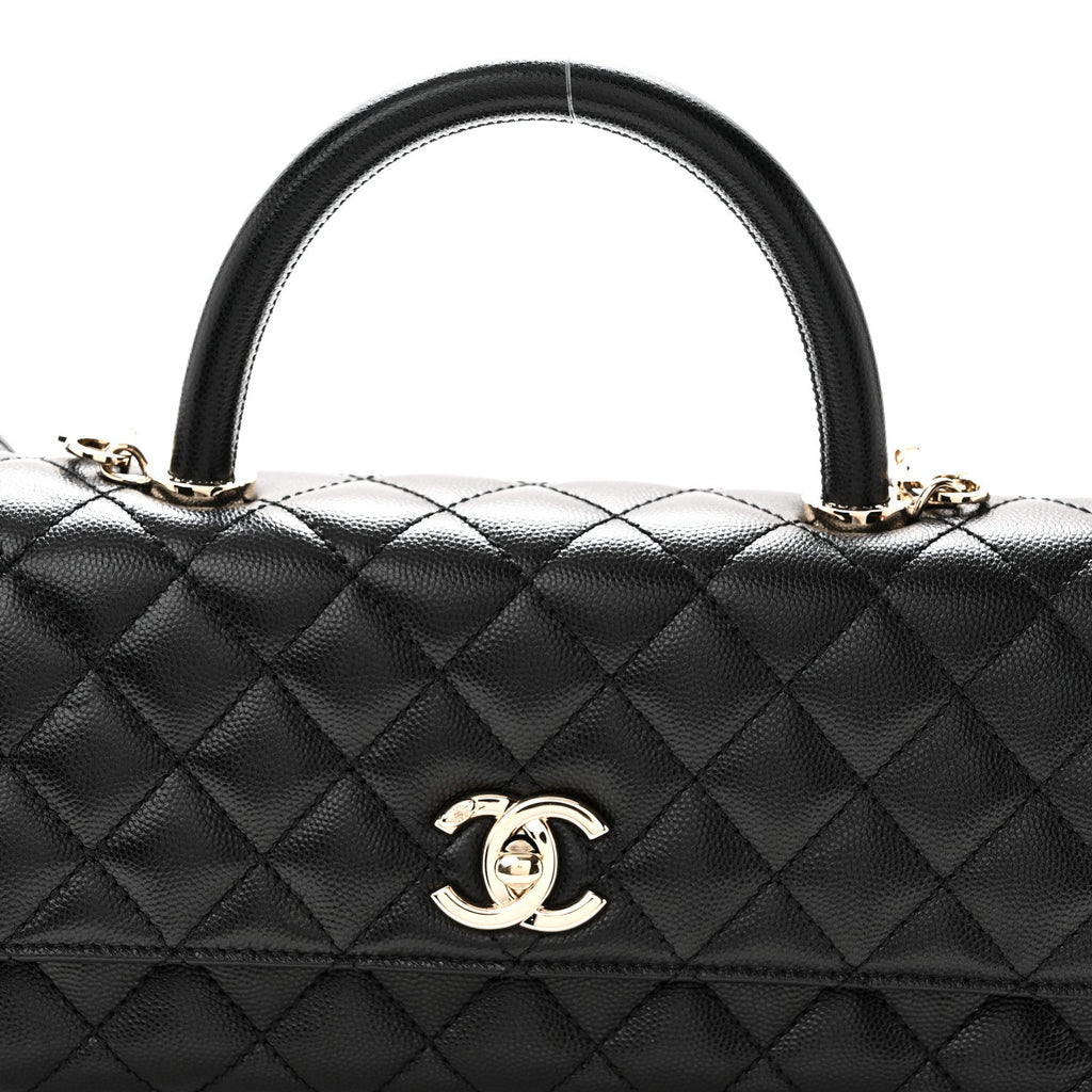 Caviar Quilted Maxi East West Coco Handle Flap Black