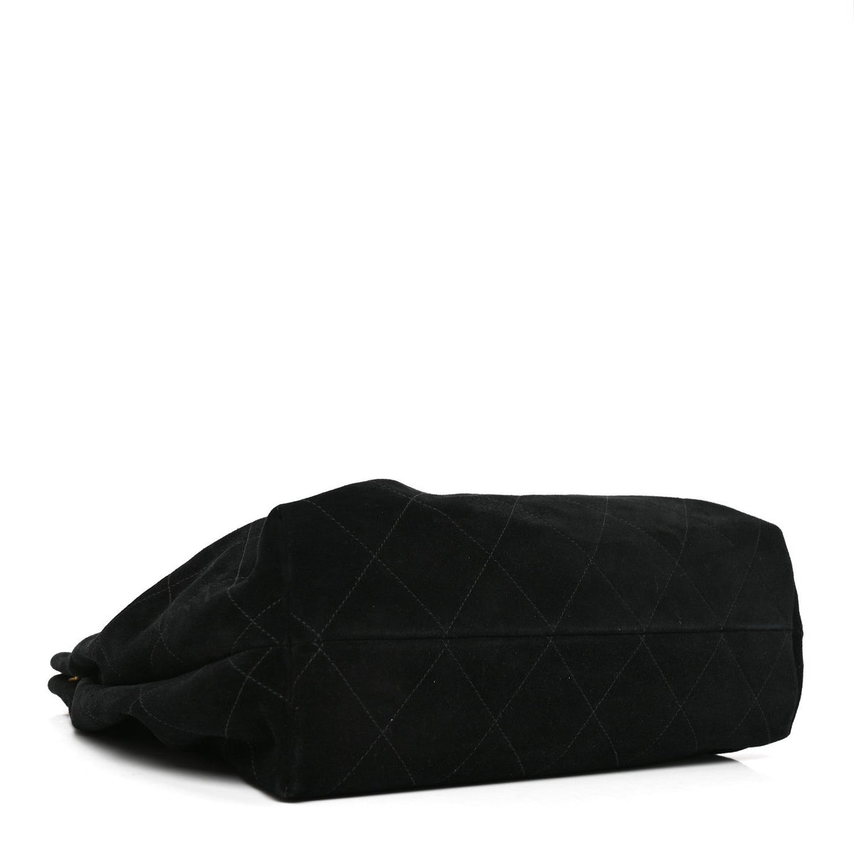Suede Calfskin Lambskin Quilted Maxi Hobo Black