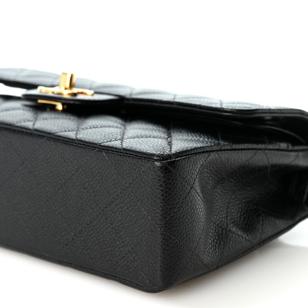 Caviar Quilted Small Double Flap Black
