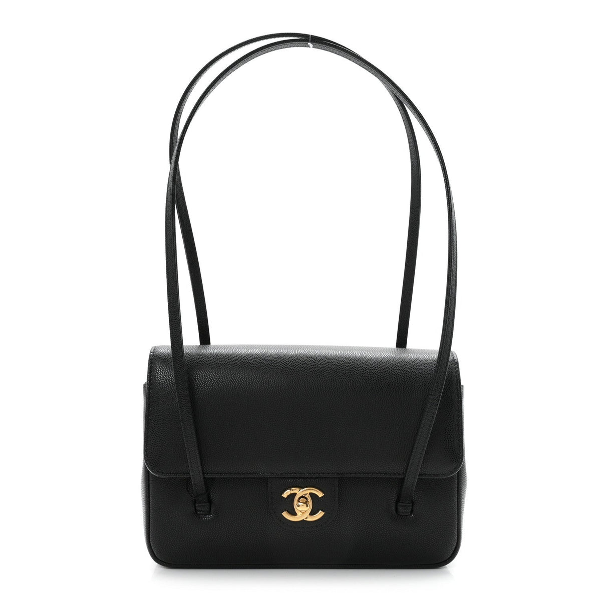 Shiny Caviar Preppy Coco Small Flap Black
