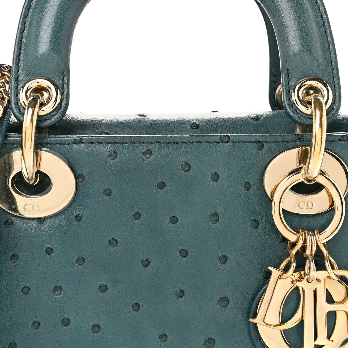 Ostrich Mini Lady Dior Blue