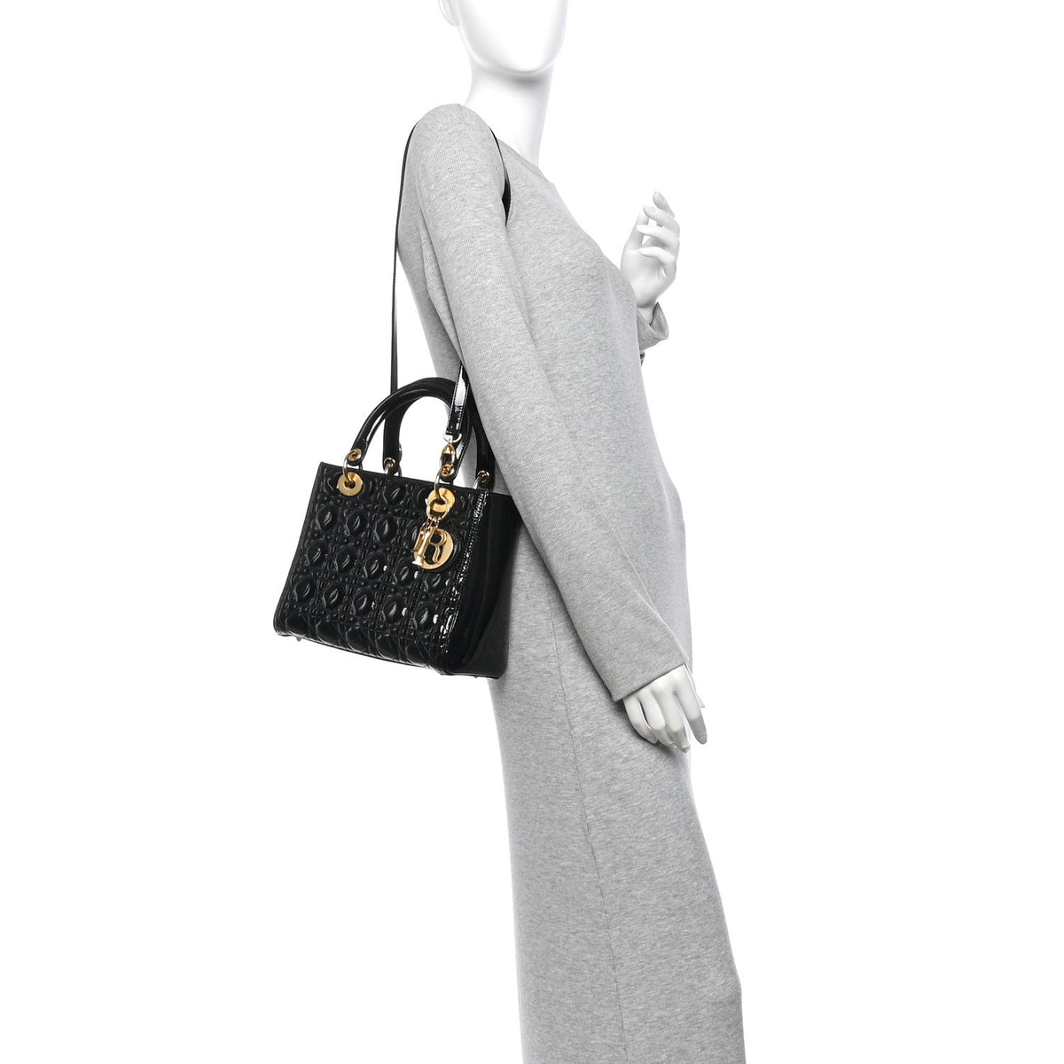 Patent Cannage Medium Lady Dior Black