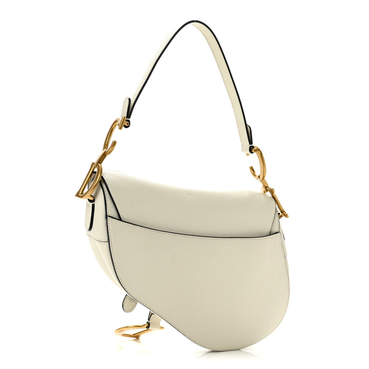 Grained Calfskin Saddle Bag White