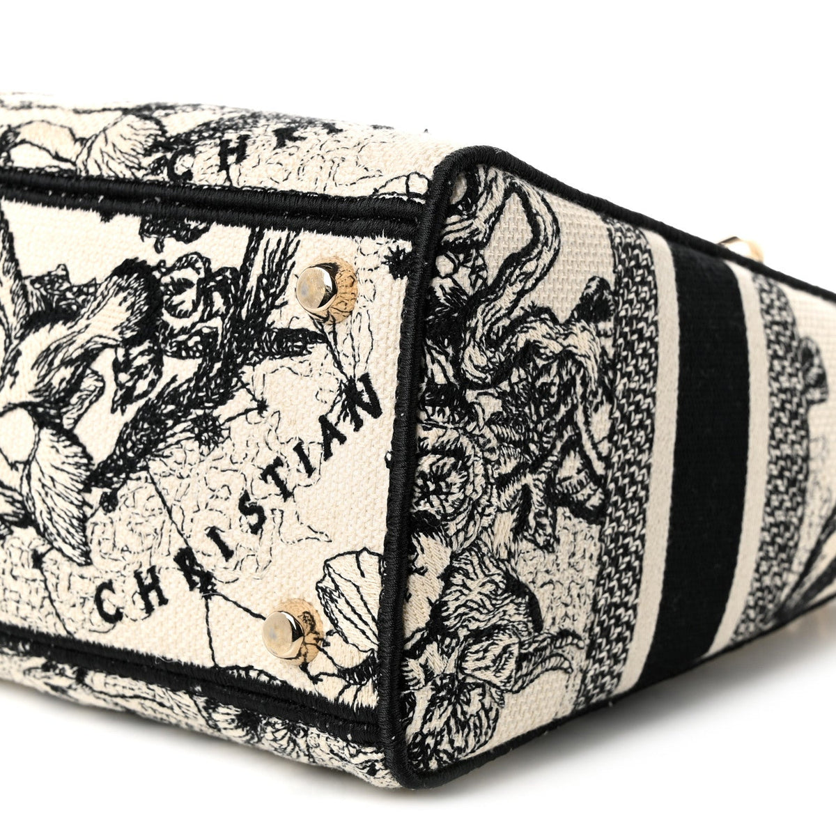 Canvas Embroidered Zodiac Toile De Jouy Medium Lady D-Lite Latte