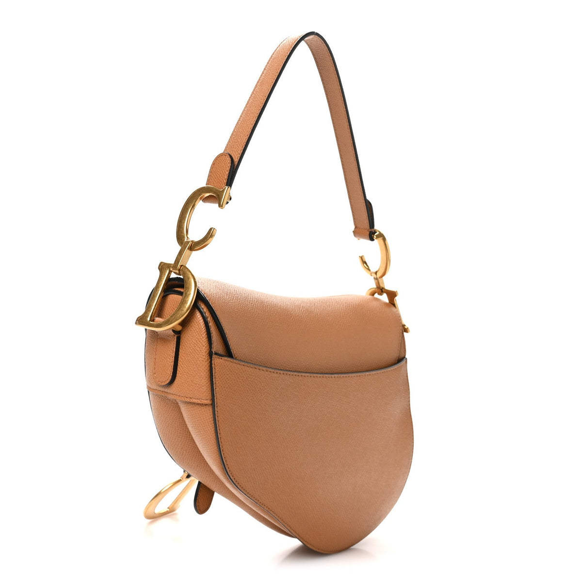 Grained Calfskin Saddle Bag Camello