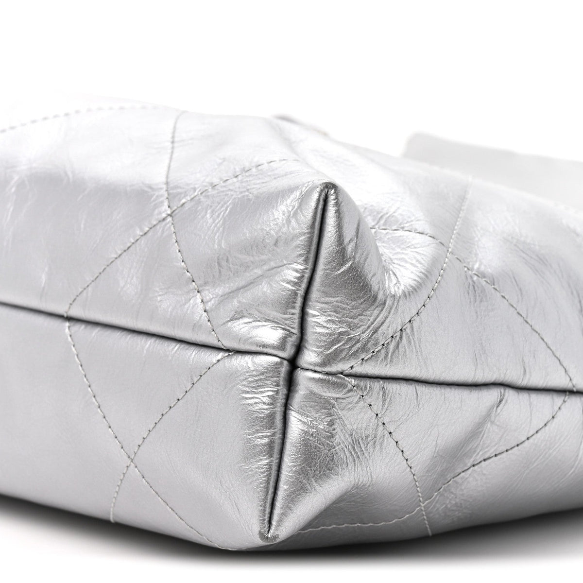 Metallic Calfskin Quilted Small Chanel 22 Silver