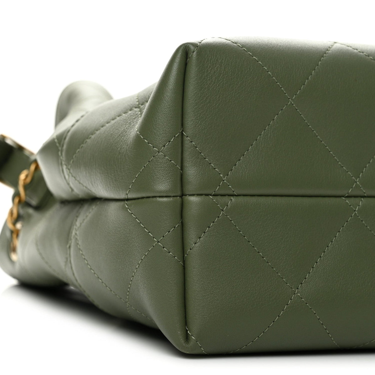 Calfskin Quilted Small Coco Base Shopping Bag Khaki