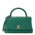 Caviar Quilted Small Coco Handle Flap Green