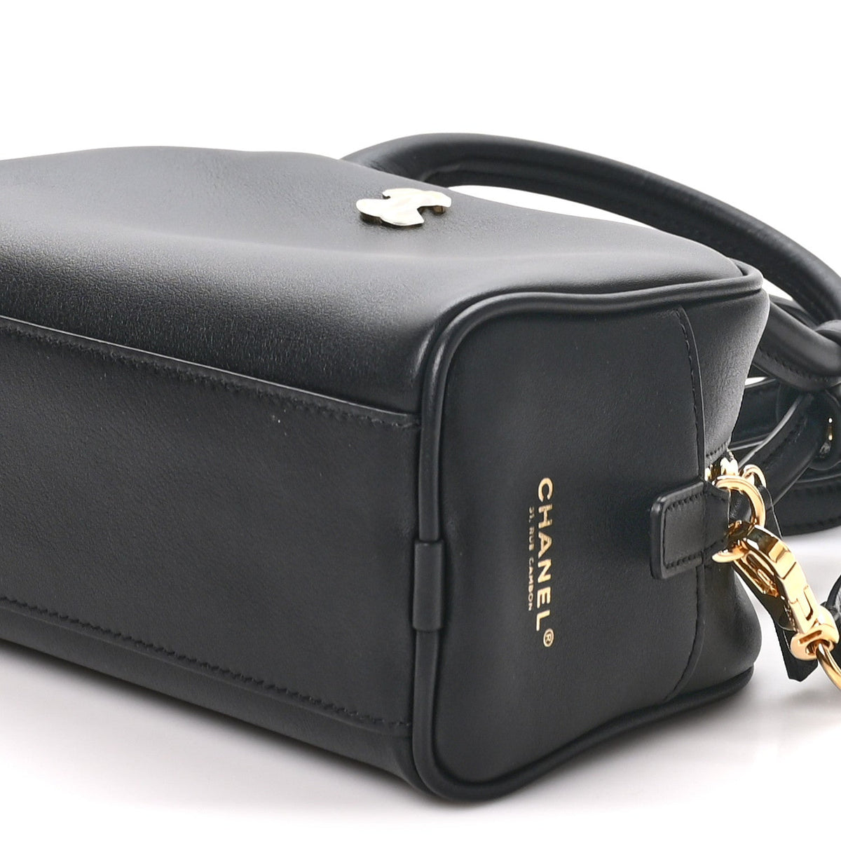 Calfskin Small Perfect Bowling Bag Black