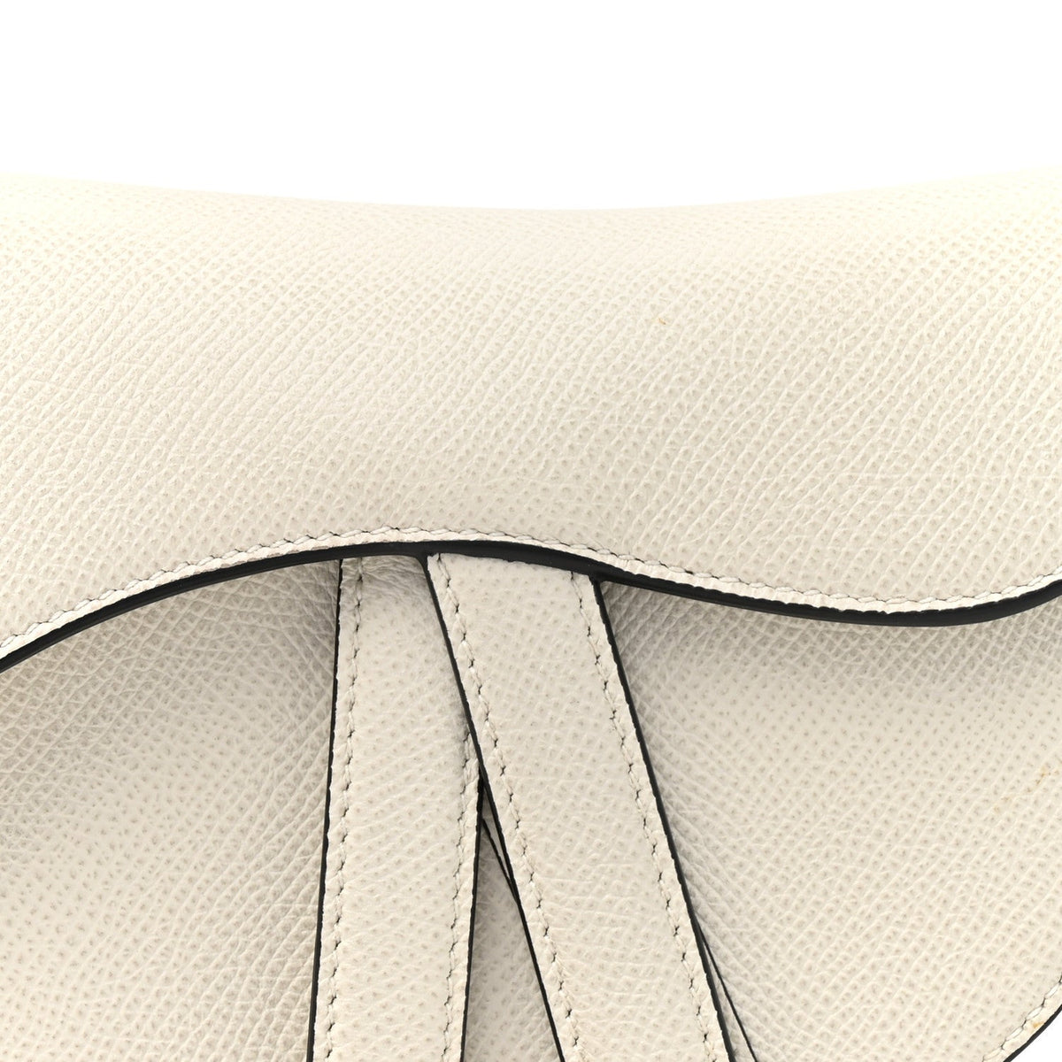 Grained Calfskin Mini Saddle Bag White