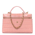 Calfskin Crocodile Embossed Crococo Exoticoco Vanity With Chain Light Pink