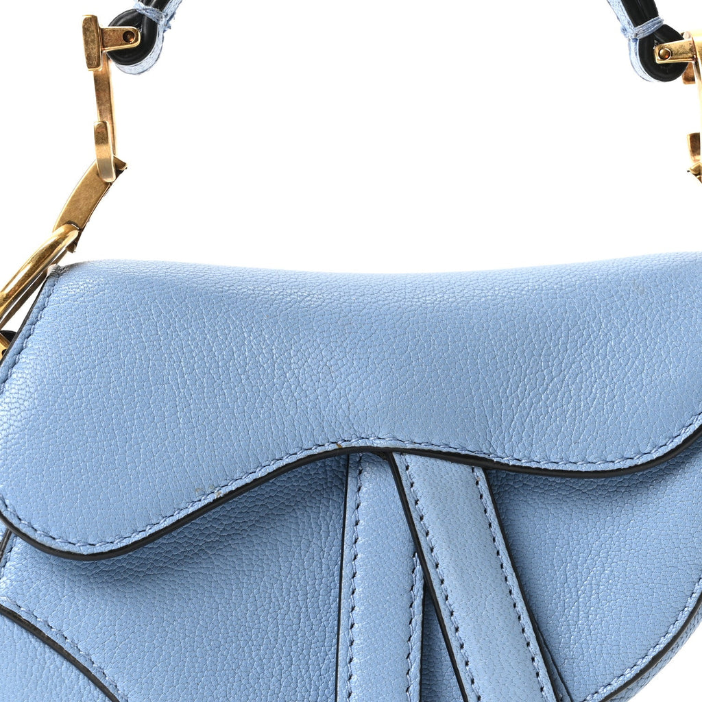 Goatskin Micro Saddle Bag Cloud Blue