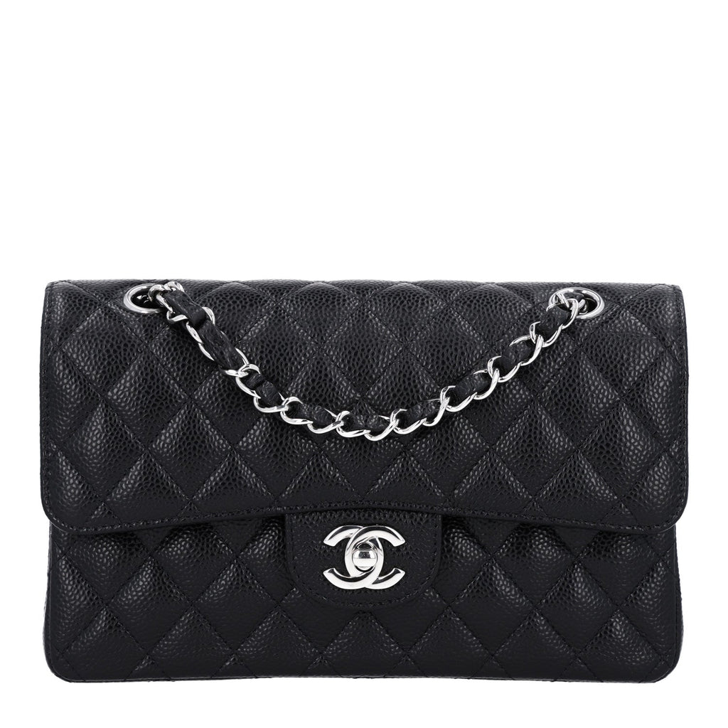 Caviar Quilted Small Double Flap Black