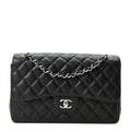 Caviar Quilted Jumbo Double Flap Black