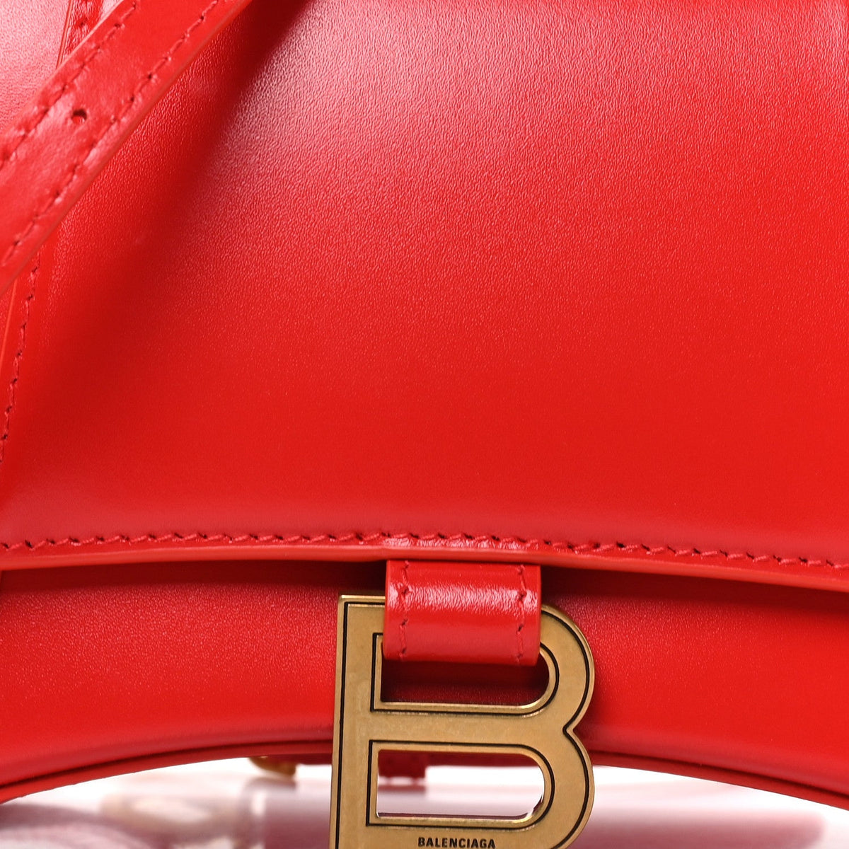 Shiny Box Calfskin Small Hourglass Top Handle Bag Bright Red