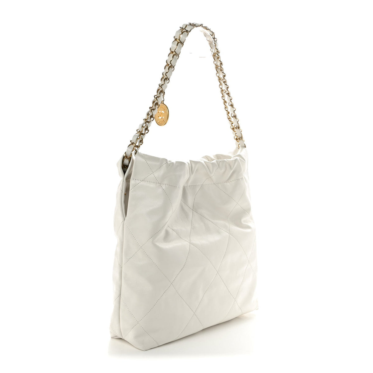 Shiny Calfskin Quilted Small Chanel 22 White