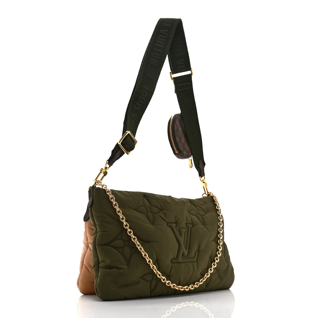 Econyl Monogram Pillow Maxi Multi Pochette Accessories Kaki Beige