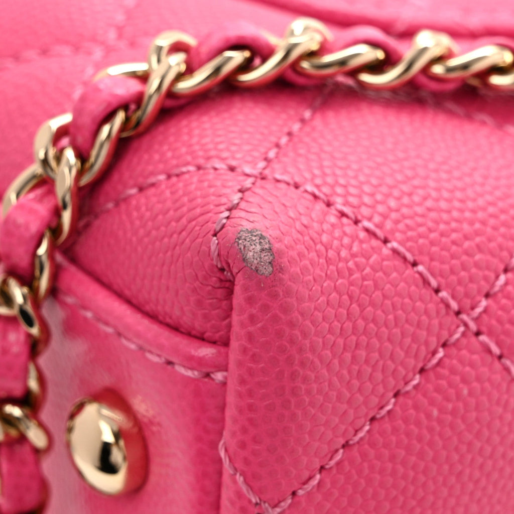 Caviar Quilted Lizard Embossed Extra Mini Coco Handle Flap Pink