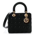 Lambskin Cannage Medium Lady Dior Black