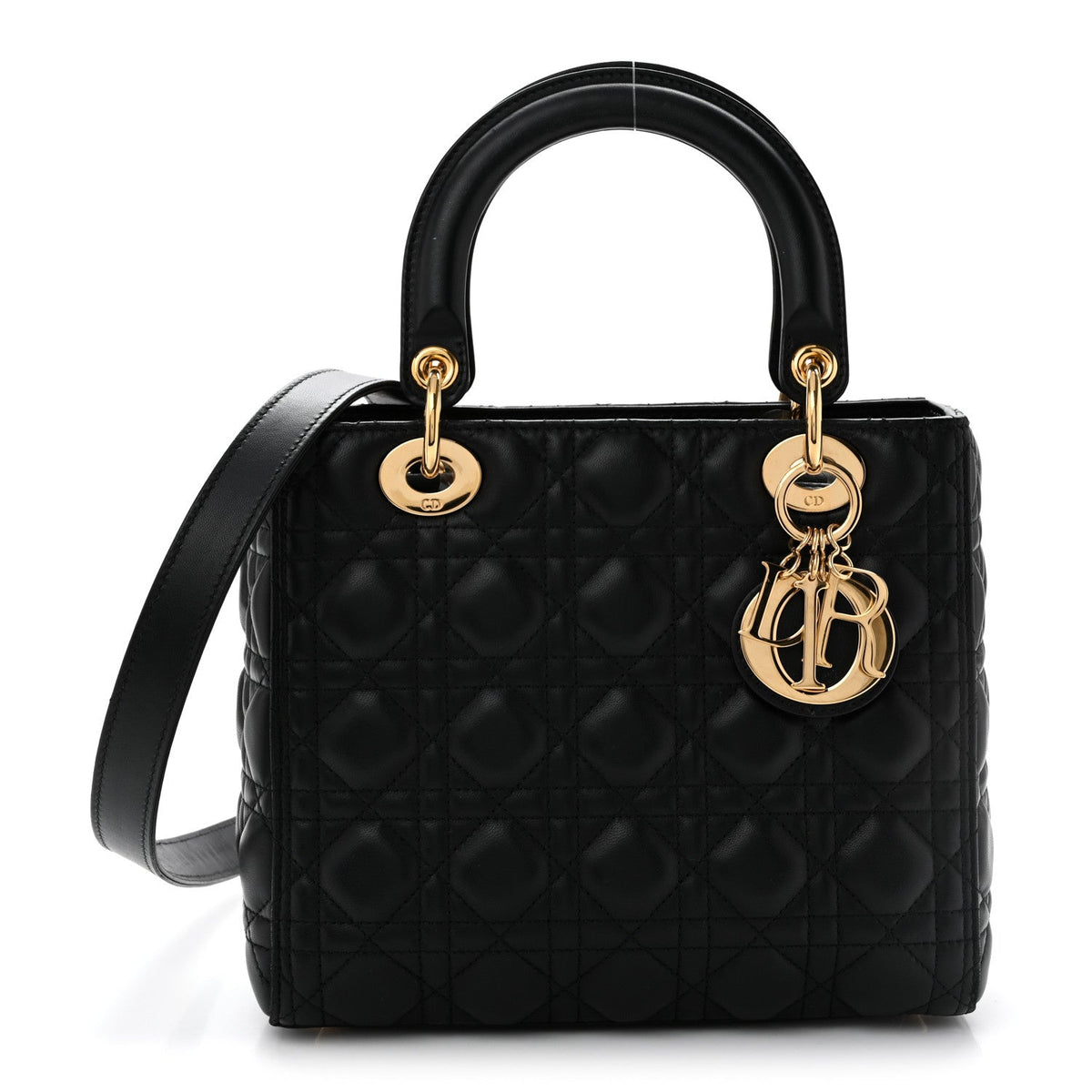 Lambskin Cannage Medium Lady Dior Black