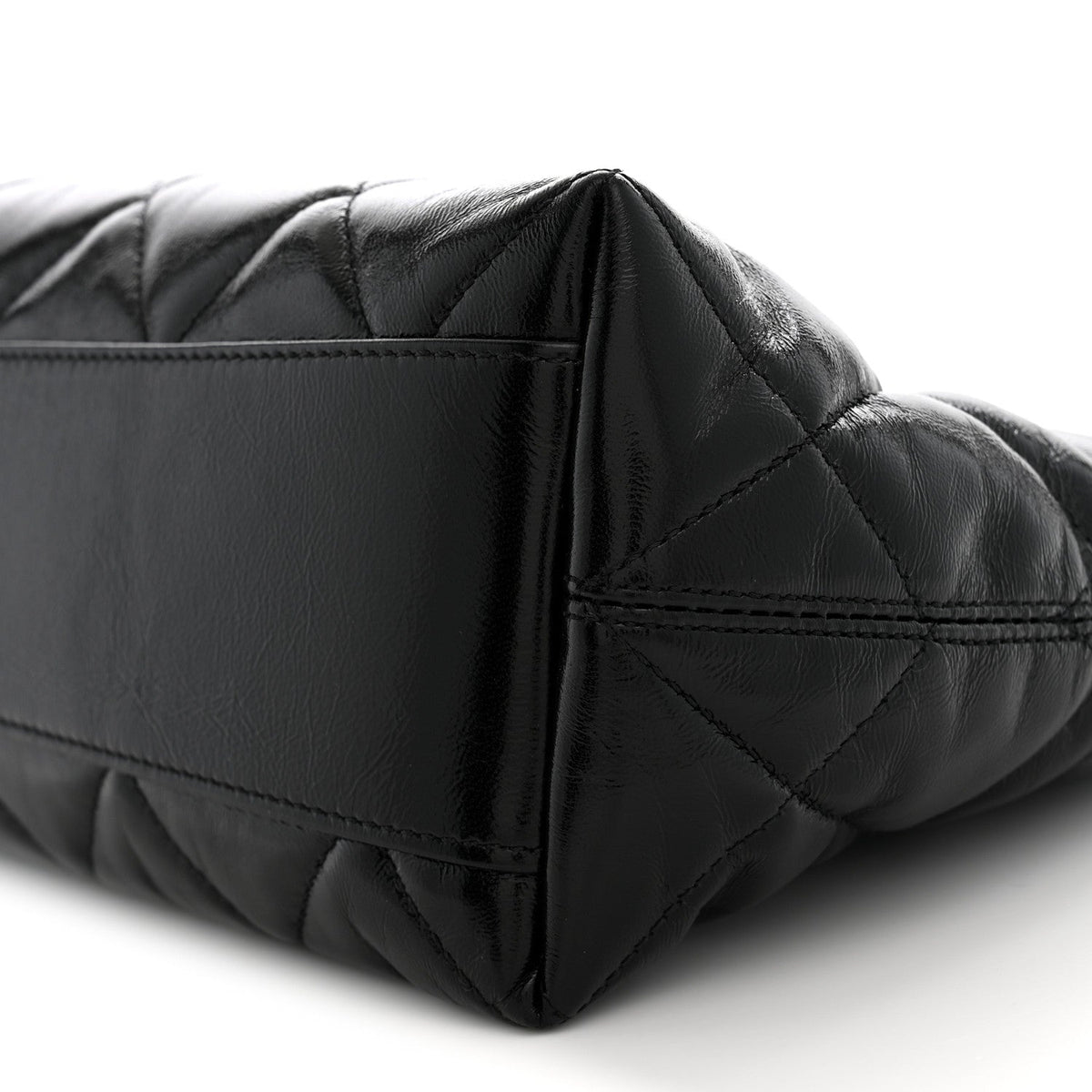 Shiny Crumpled Lambskin Quilted CC Funky Town Hobo Black