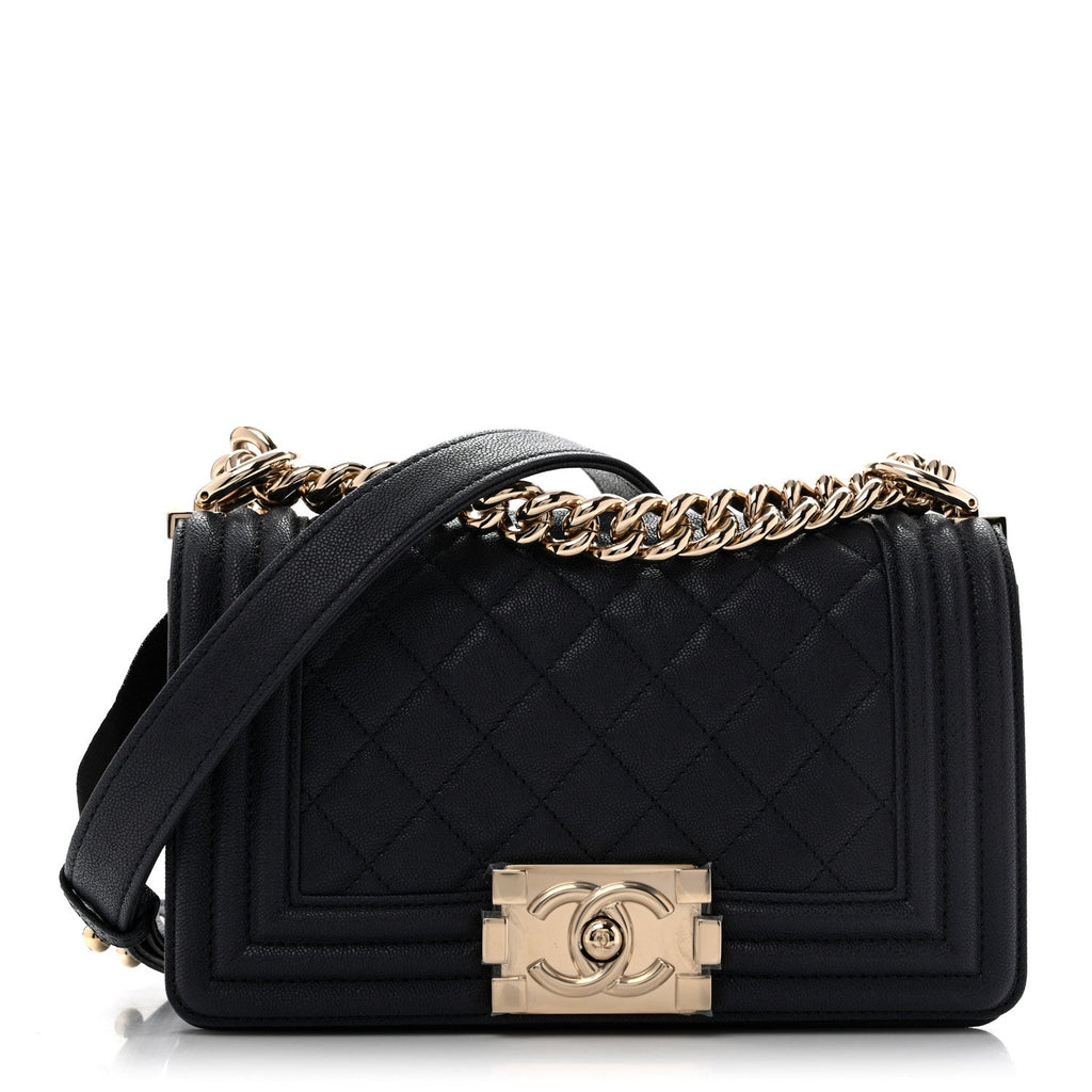 Caviar Quilted Small Boy Flap Navy