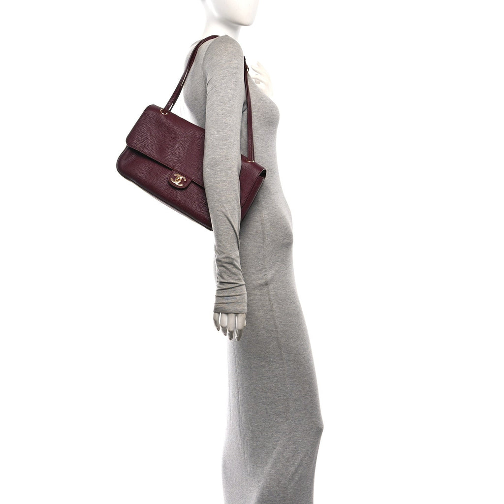 Grained Calfskin Small Souplissimo Maxi Flap Burgundy