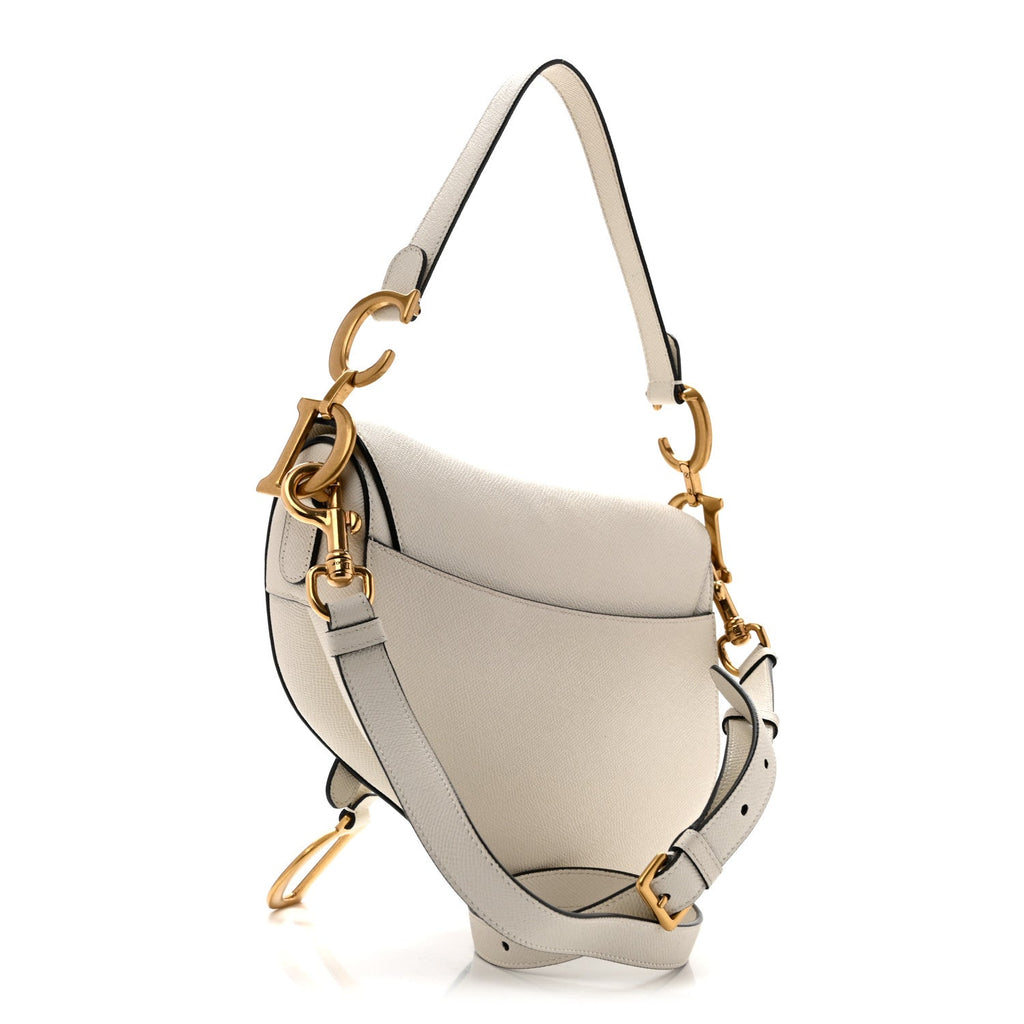 Grained Calfskin Saddle Bag With Strap Latte