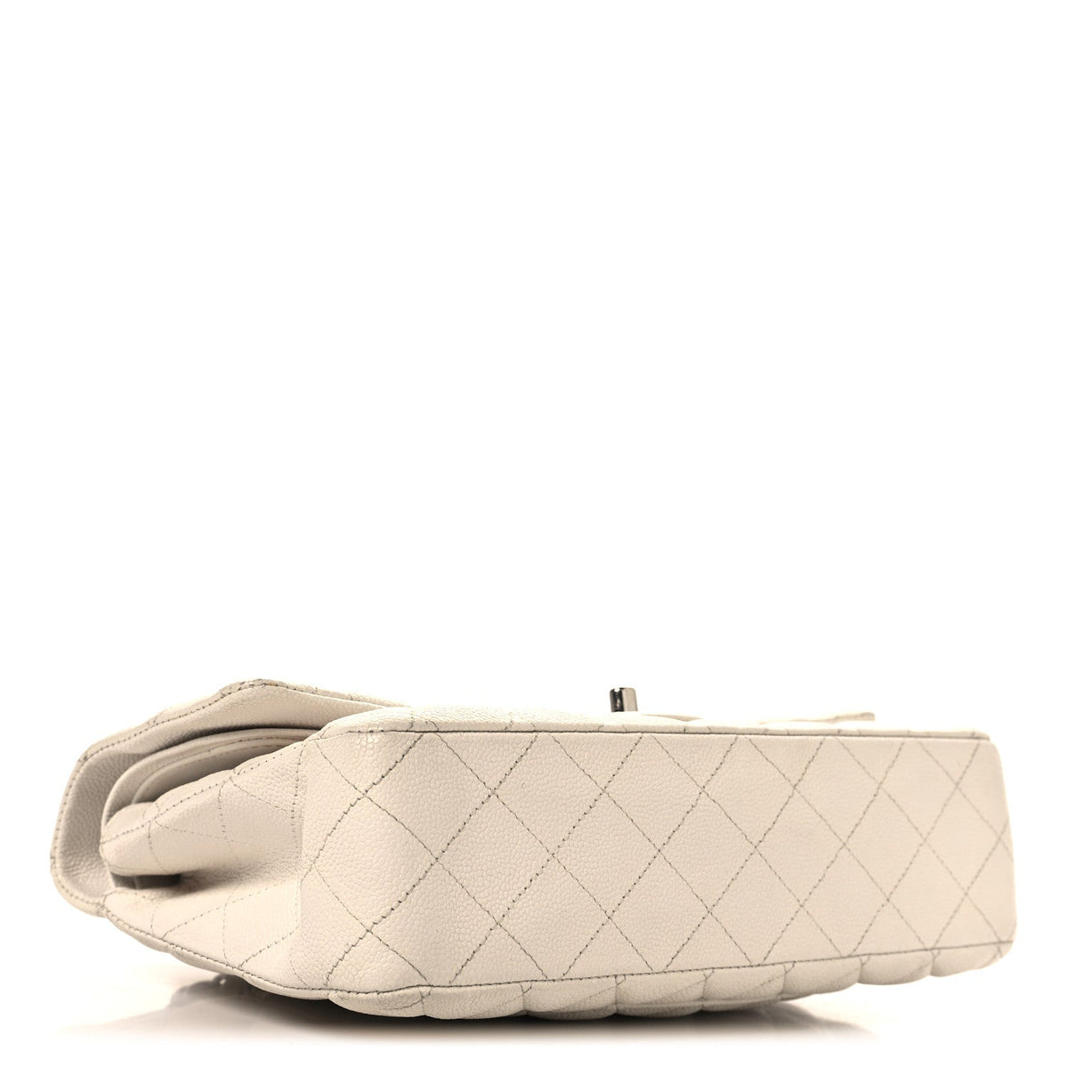 Caviar Quilted Medium Double Flap White