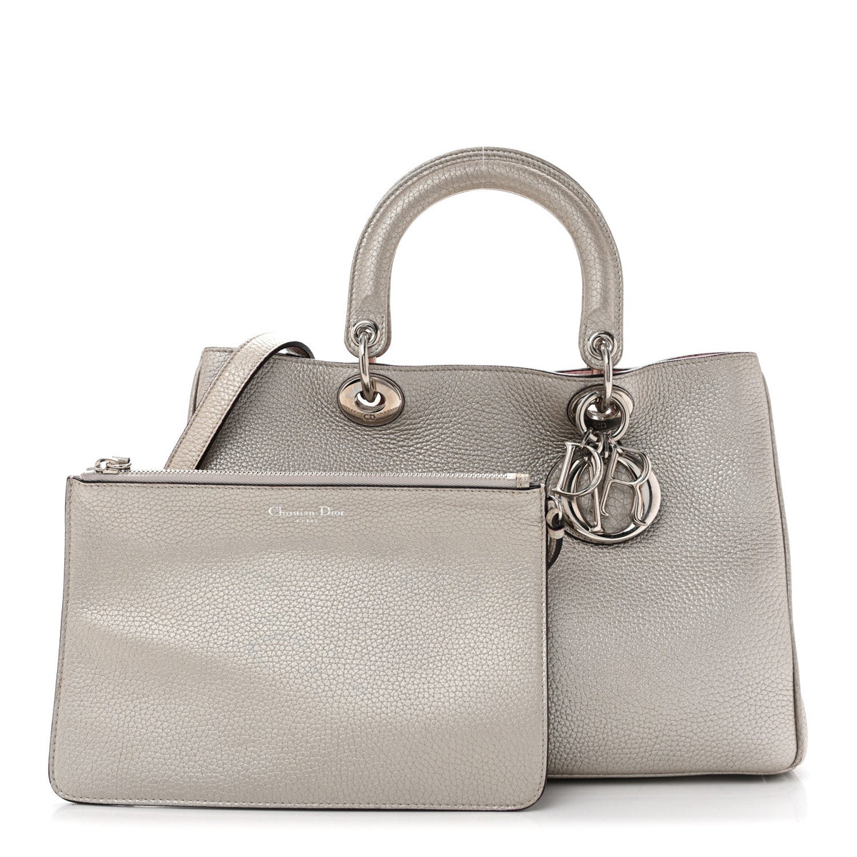 Metallic Bullcalf Medium Diorissimo Bag Champagne