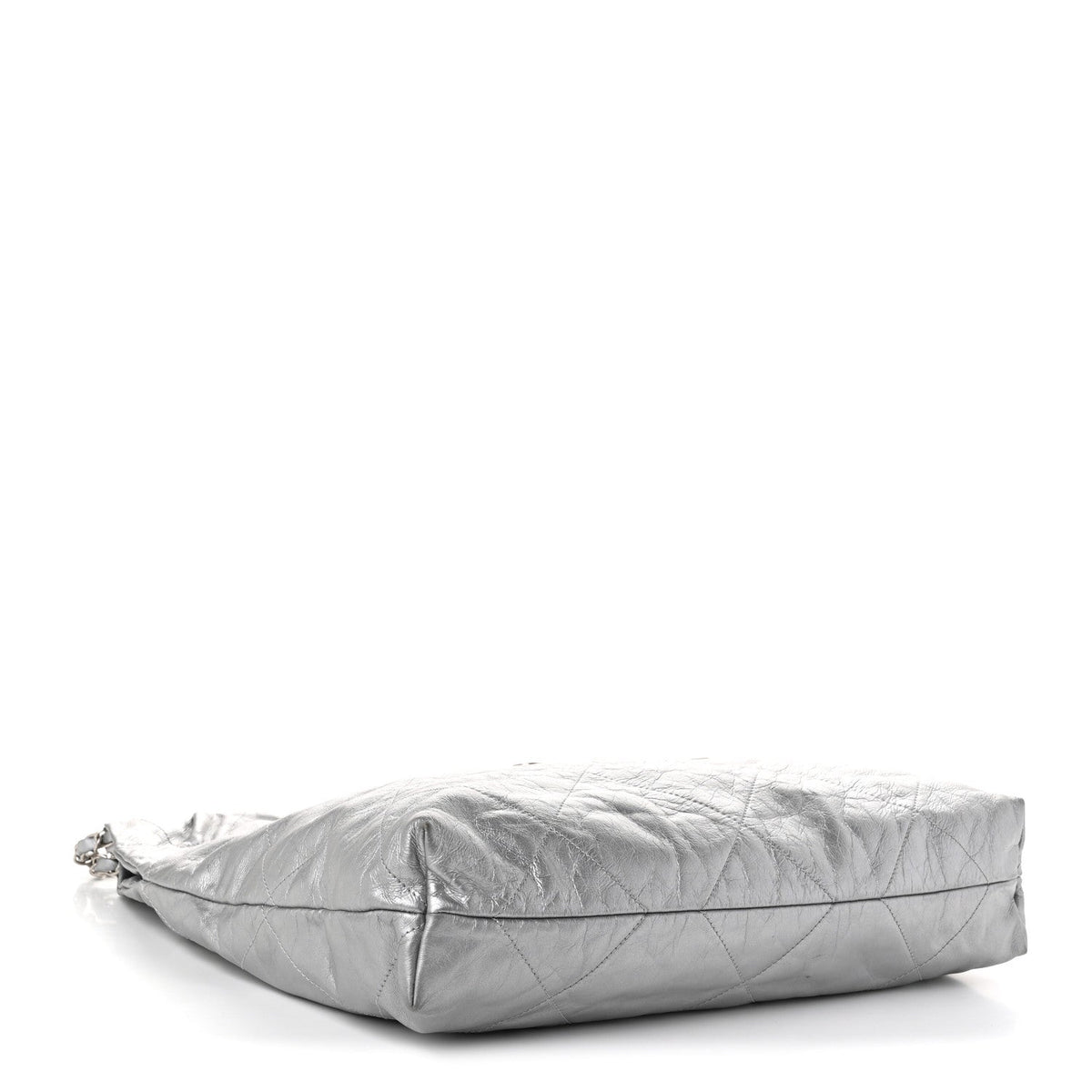 Metallic Calfskin Quilted Chanel 22 Silver