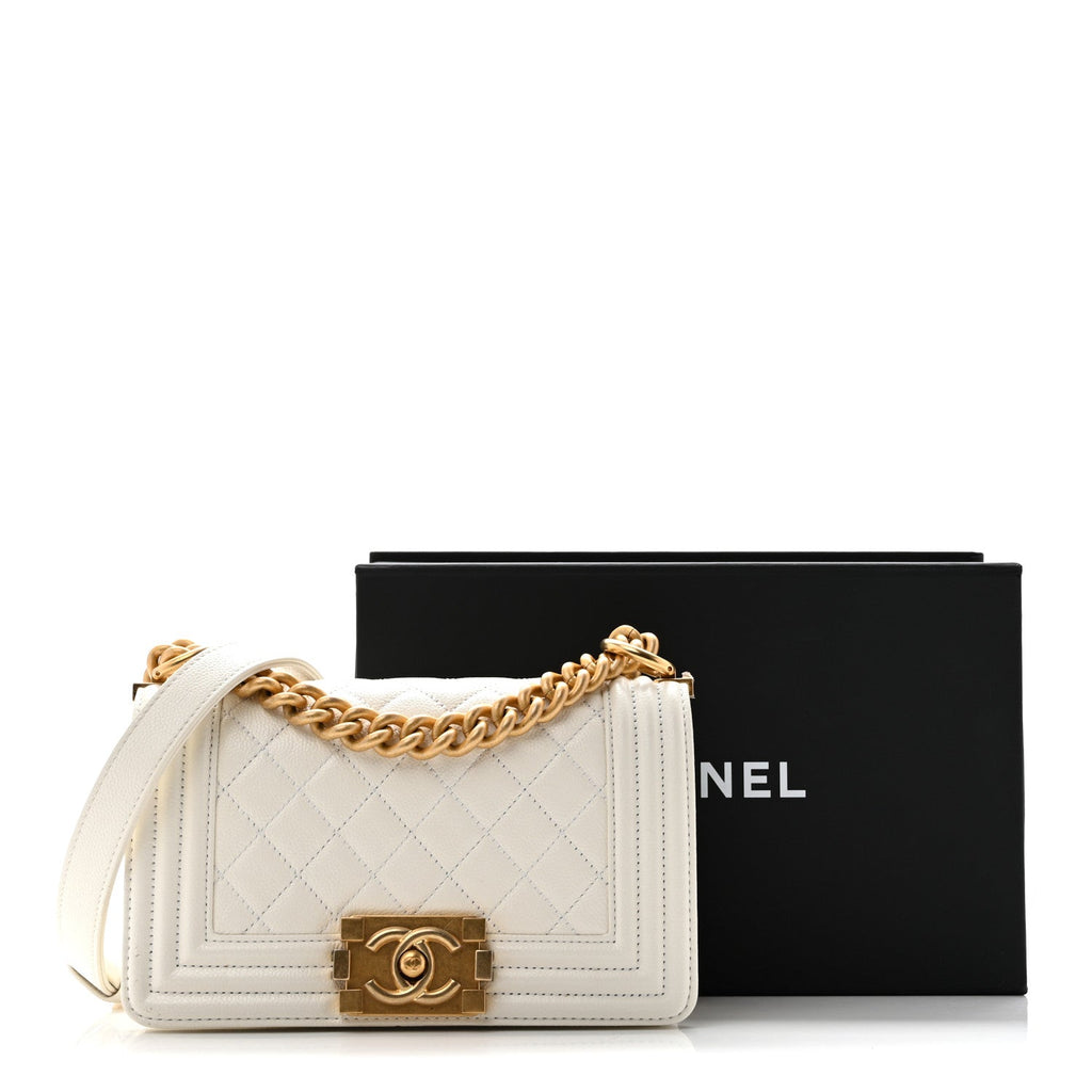 Caviar Quilted Small Boy Flap White