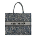 Canvas Embroidered Large Brocart Book Tote Blue