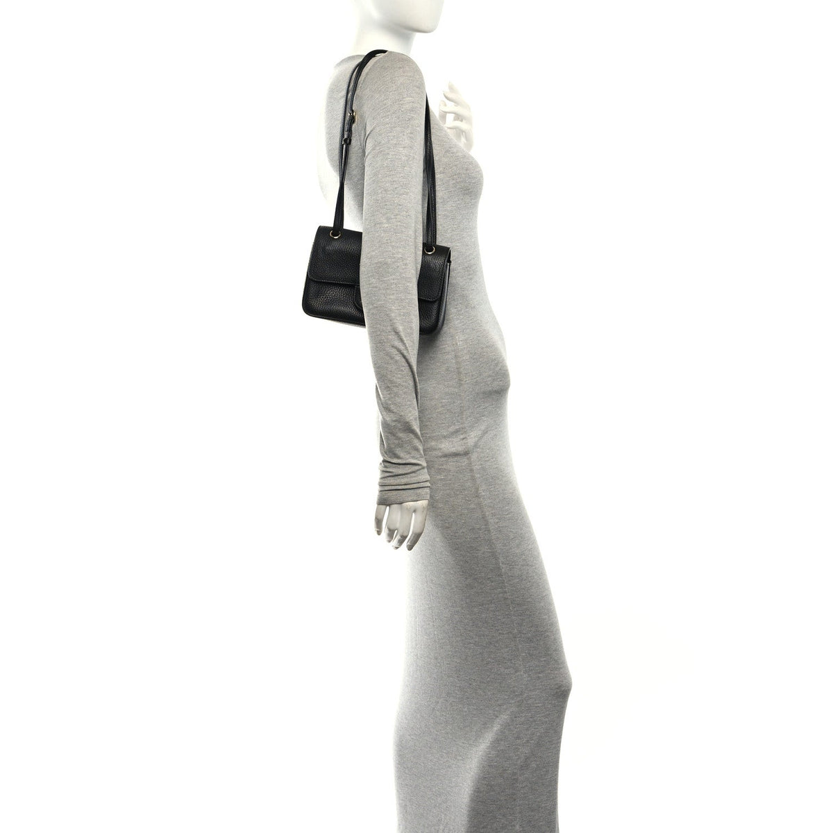 Grained Calfskin Mini Souplissimo Maxi Flap Black