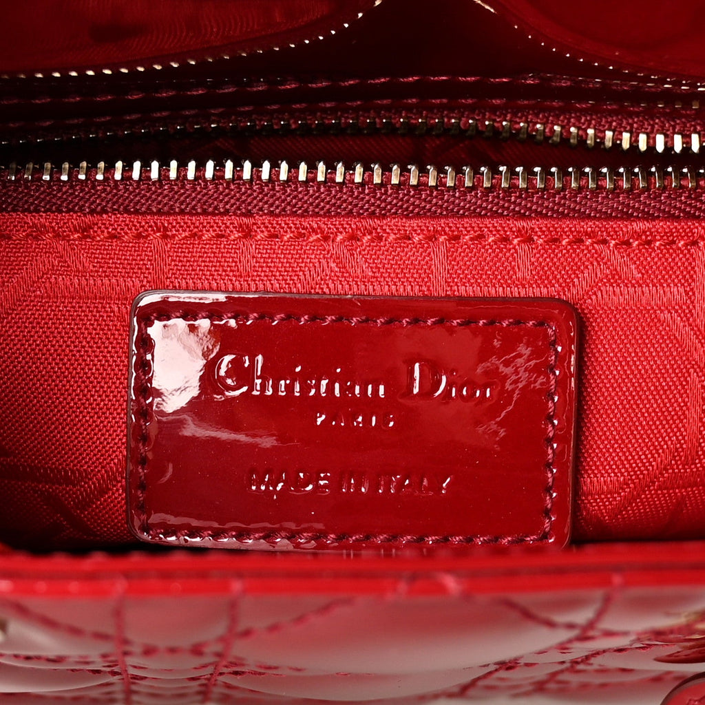 Patent Cannage Mini Lady Dior Red