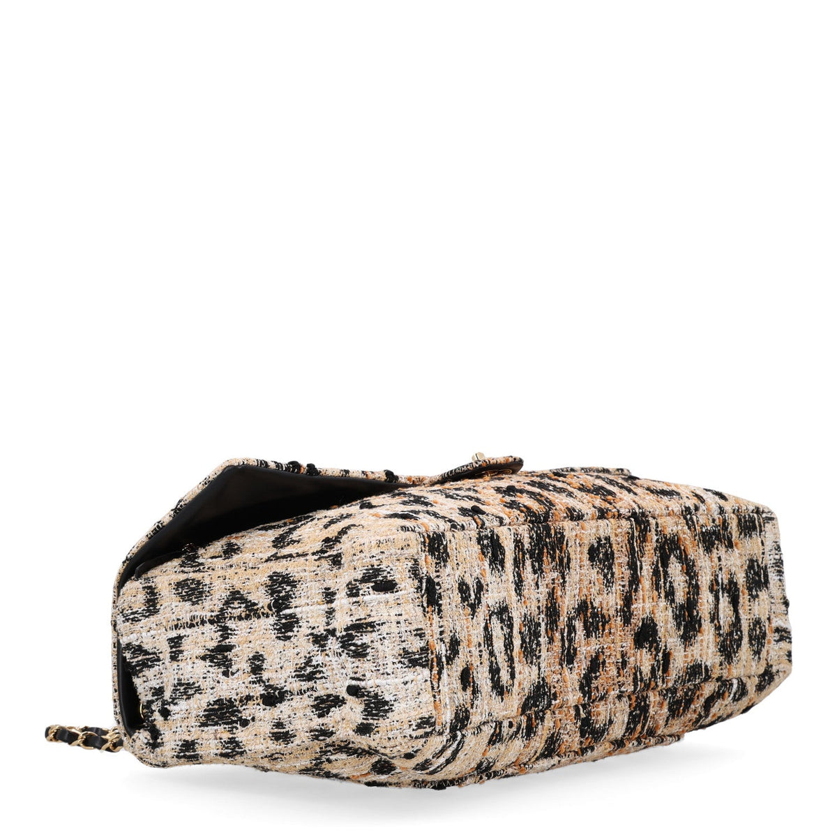 Tweed Mixed Fibers Leopard Print Souplissimo Maxi Flap Brown Black White