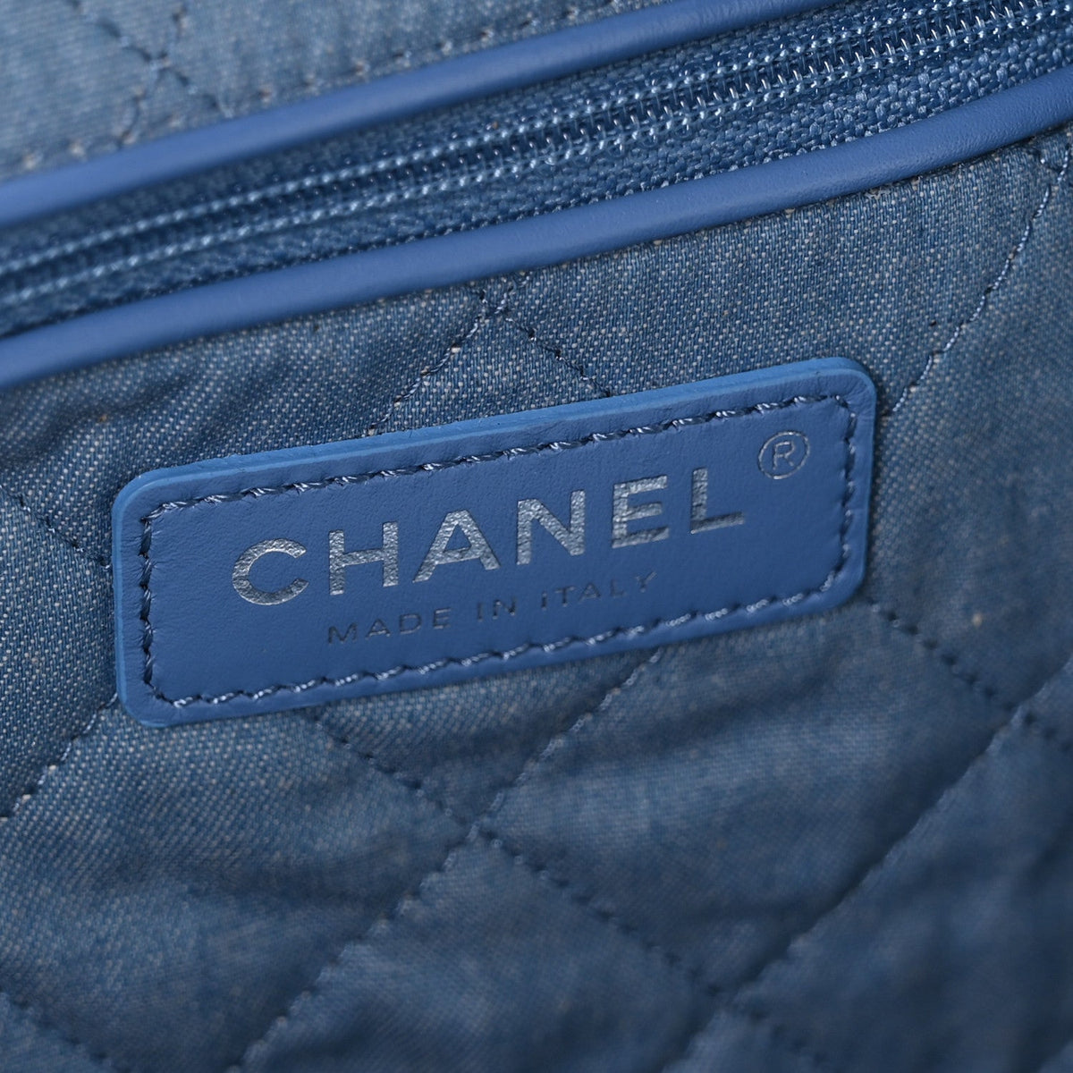 Denim Quilted Small Chanel 22 Blue