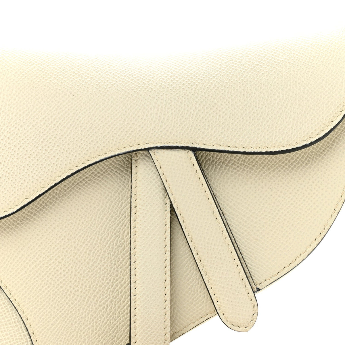 Grained Calfskin Mini Saddle Bag With Strap White