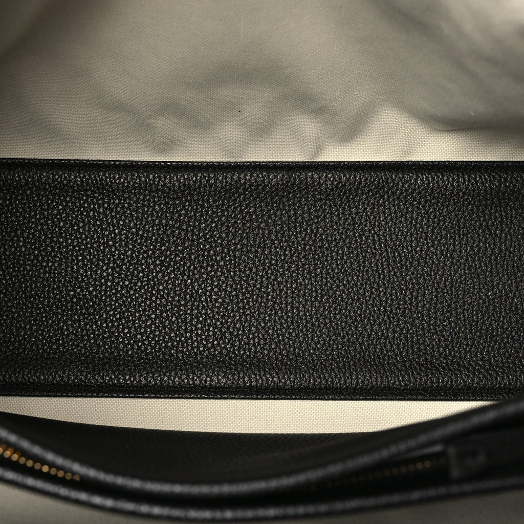 Grained Calfskin Suede Urban Essentials Shopping Bag Dark Beige Black