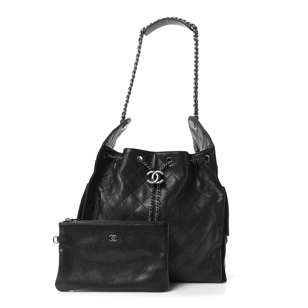Caviar Quilted Medium Chanel 25 Handbag Black