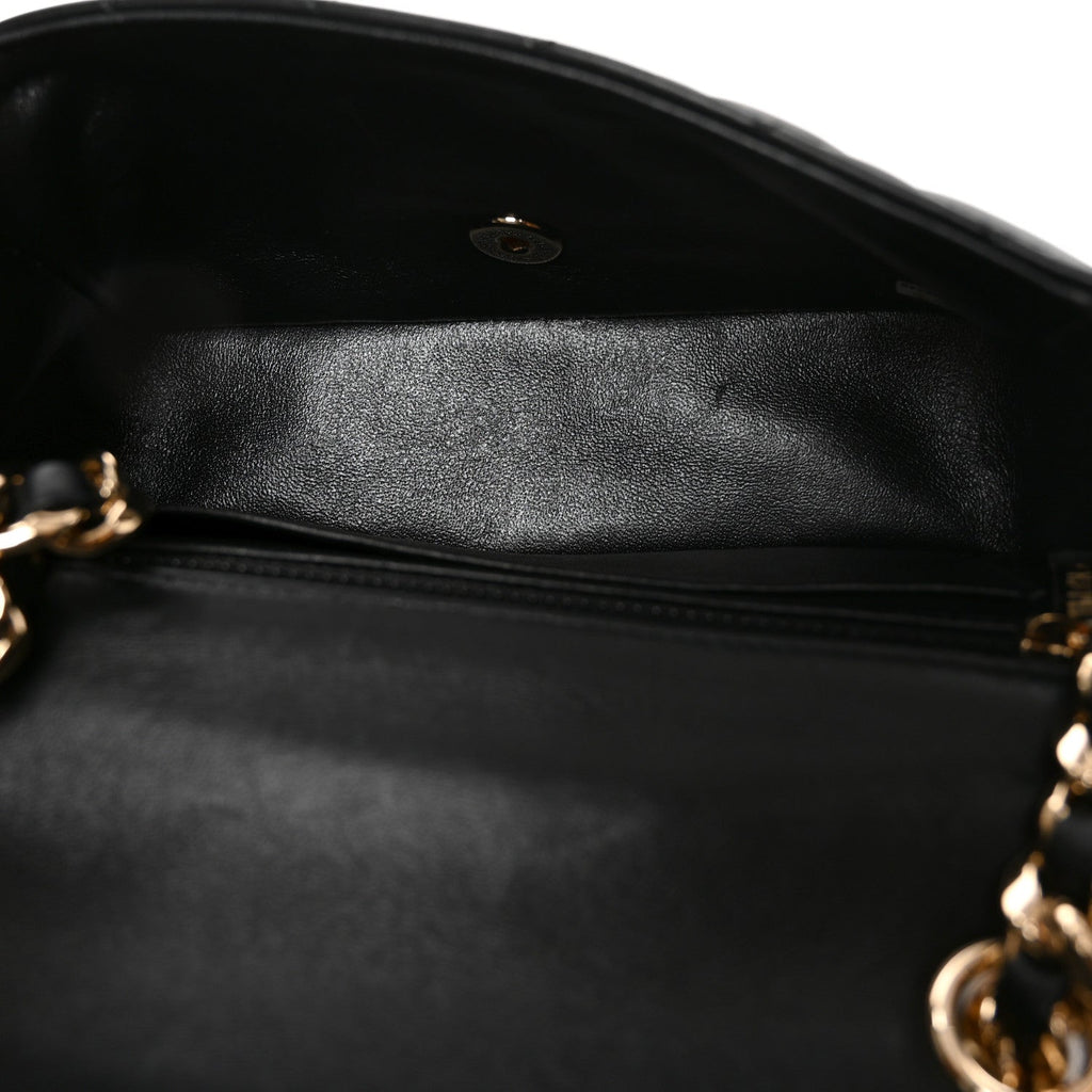 Lambskin Quilted Mini Coco Charms Rectangular Flap Black