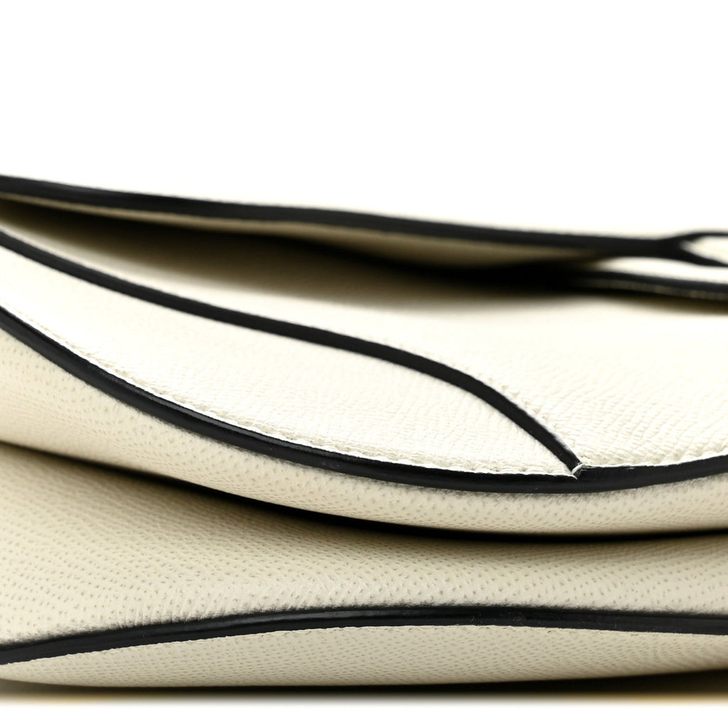 Grained Calfskin Saddle Bag White