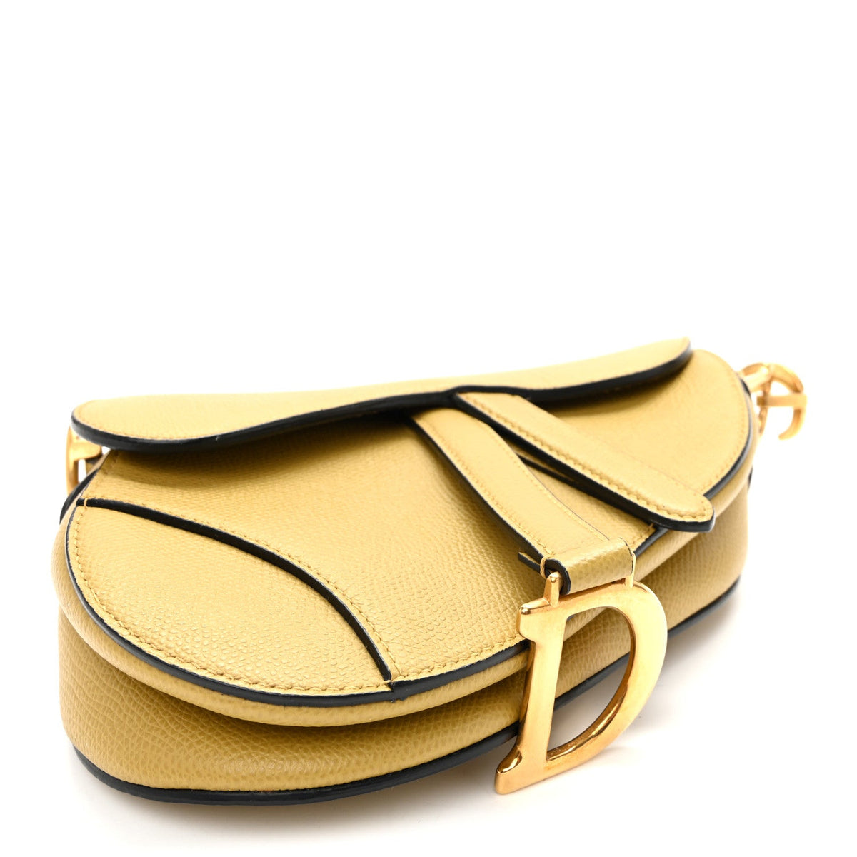 Grained Calfskin Mini Saddle Bag Beige