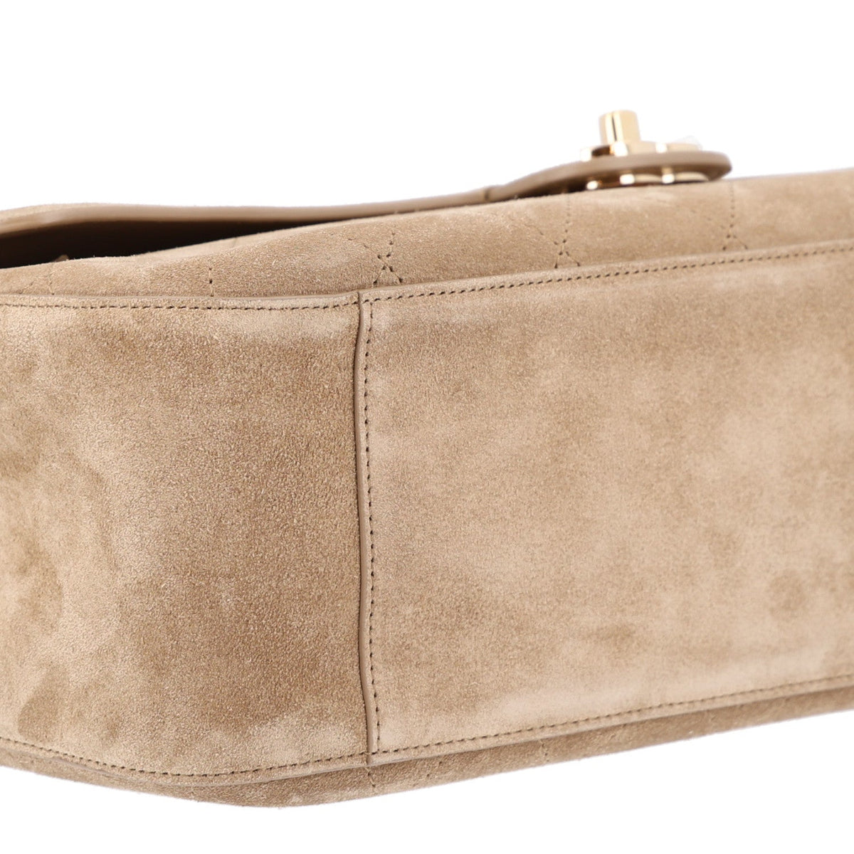 Suede Calfskin Small Souplissimo Maxi Flap Dark Beige