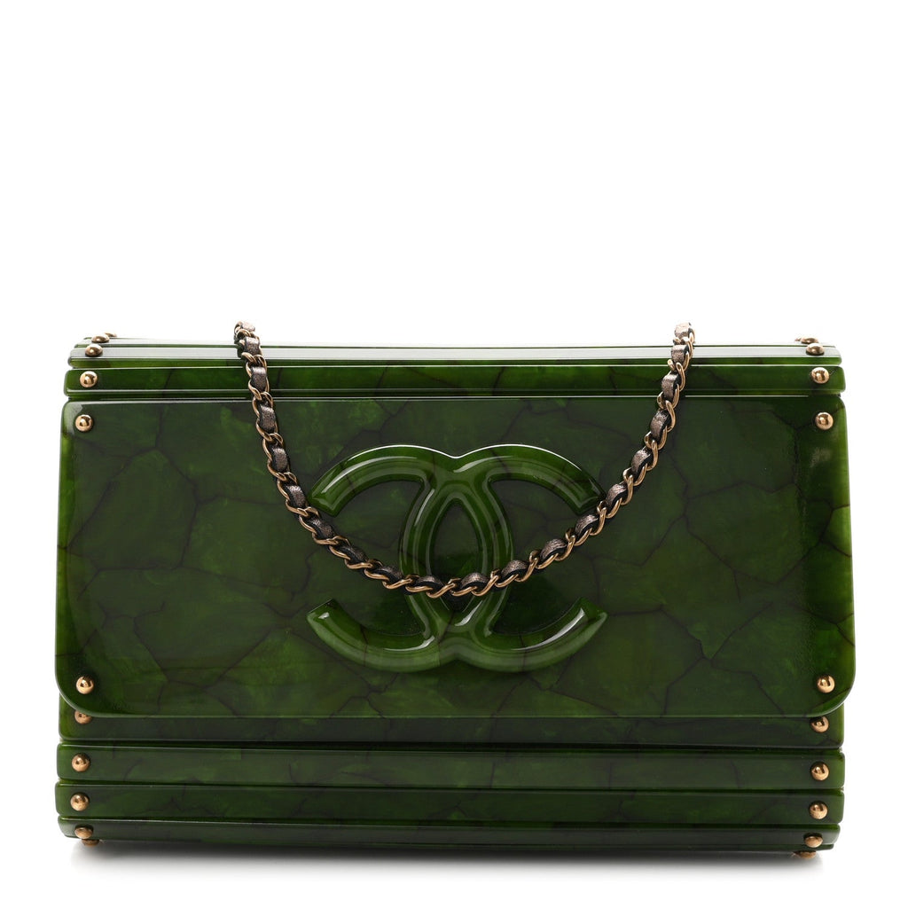 Plexiglass Jade Paris Shanghai CC Clutch Green