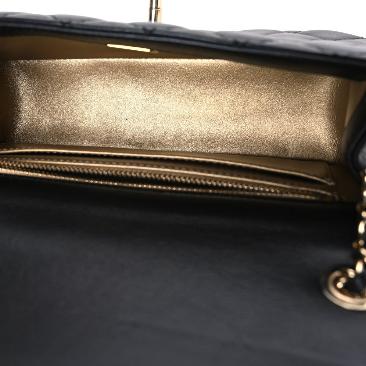 Lambskin Quilted Enamel Mini Rectangular Pearl Crush Flap Black