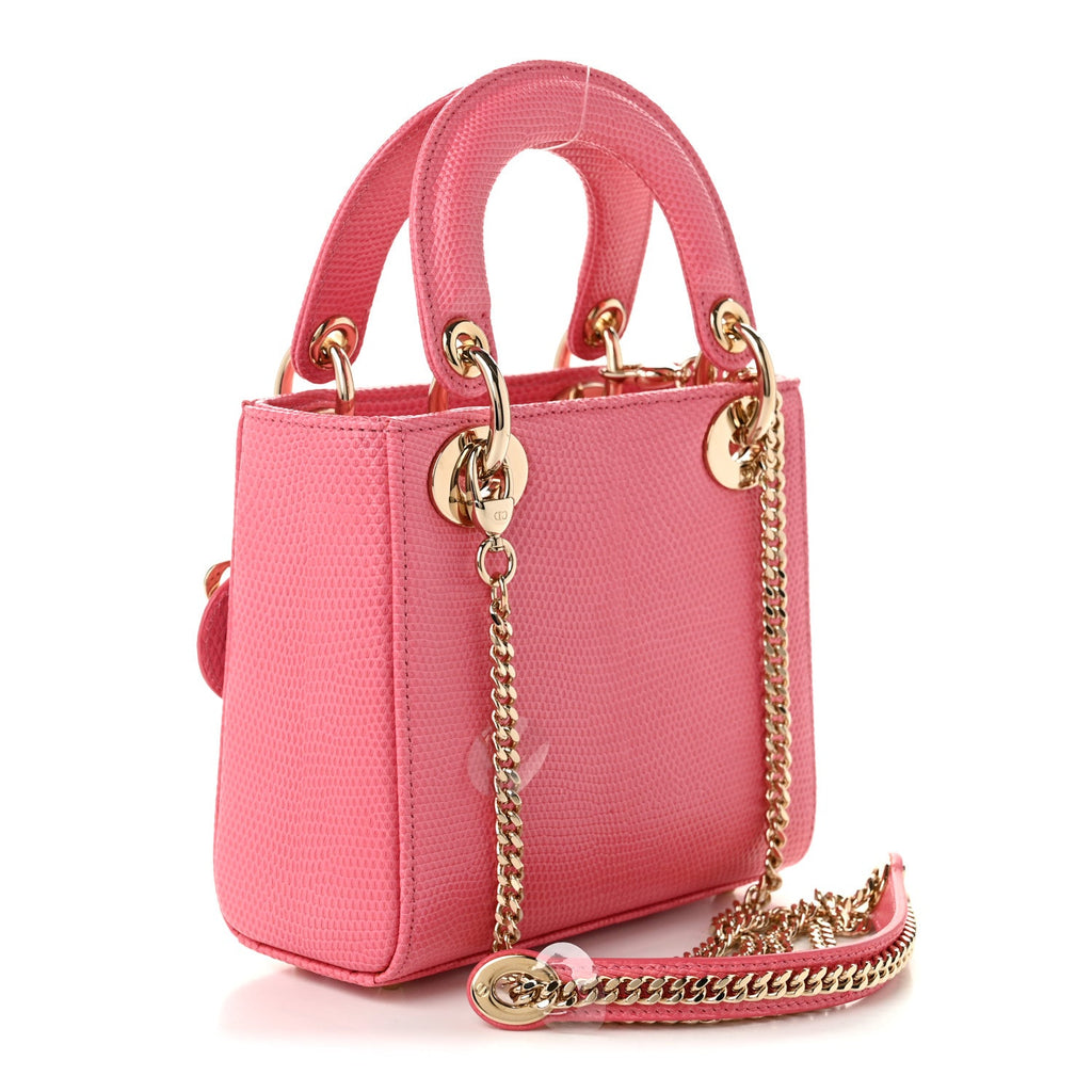 Lizard Mini Lady Dior Pink