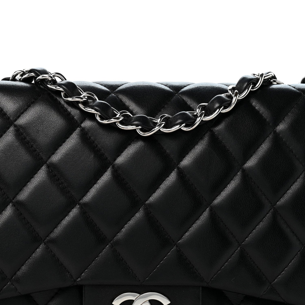 Lambskin Quilted Jumbo Single Flap Black